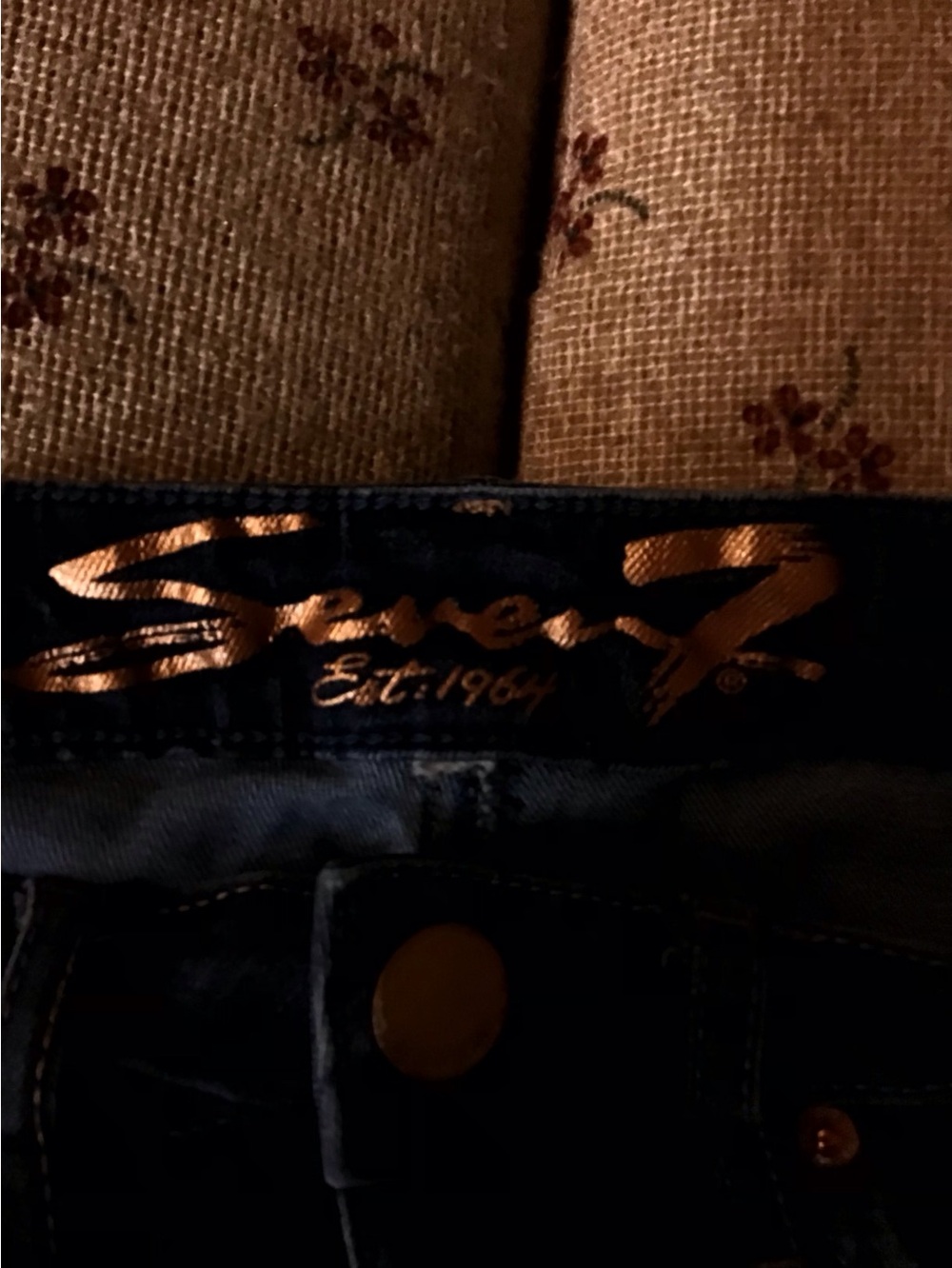 Seven7 Womens Navy Blue Jeans with Copper Accent